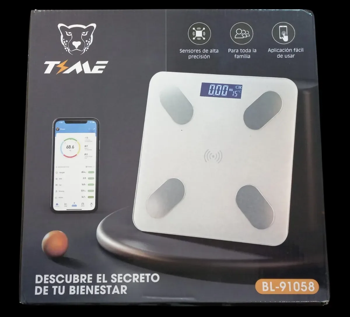 Balanza Personal 180kg Cuadrada Con Bluetooth Time